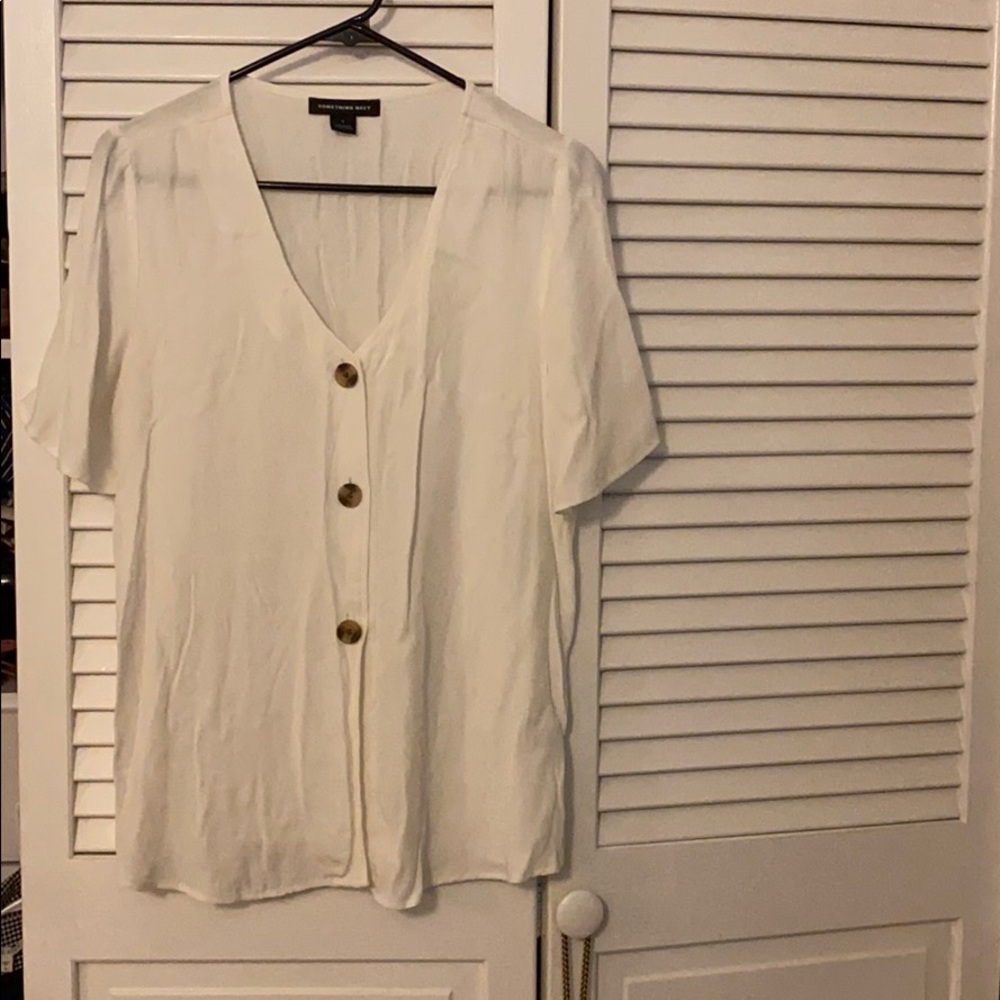 Something Navy White Button Down - image 1